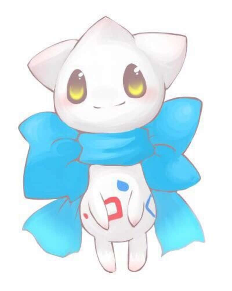 Togetic Wearing A Blue Bow Background