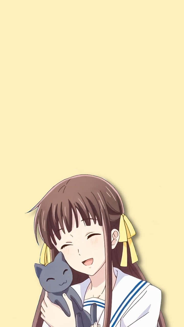Tohru Honda With Cat Fruits Basket Anime Background