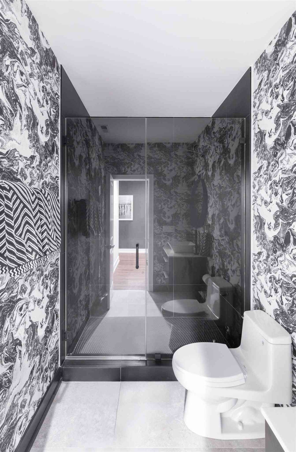 Toilet Black & White Interior Design Background