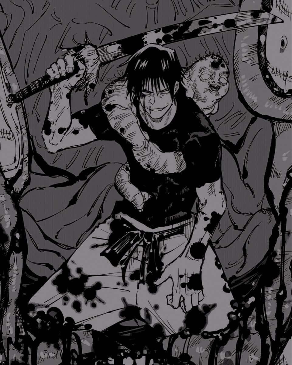 Toji Fushiguro Posing Fiercely On A Striking Background Background