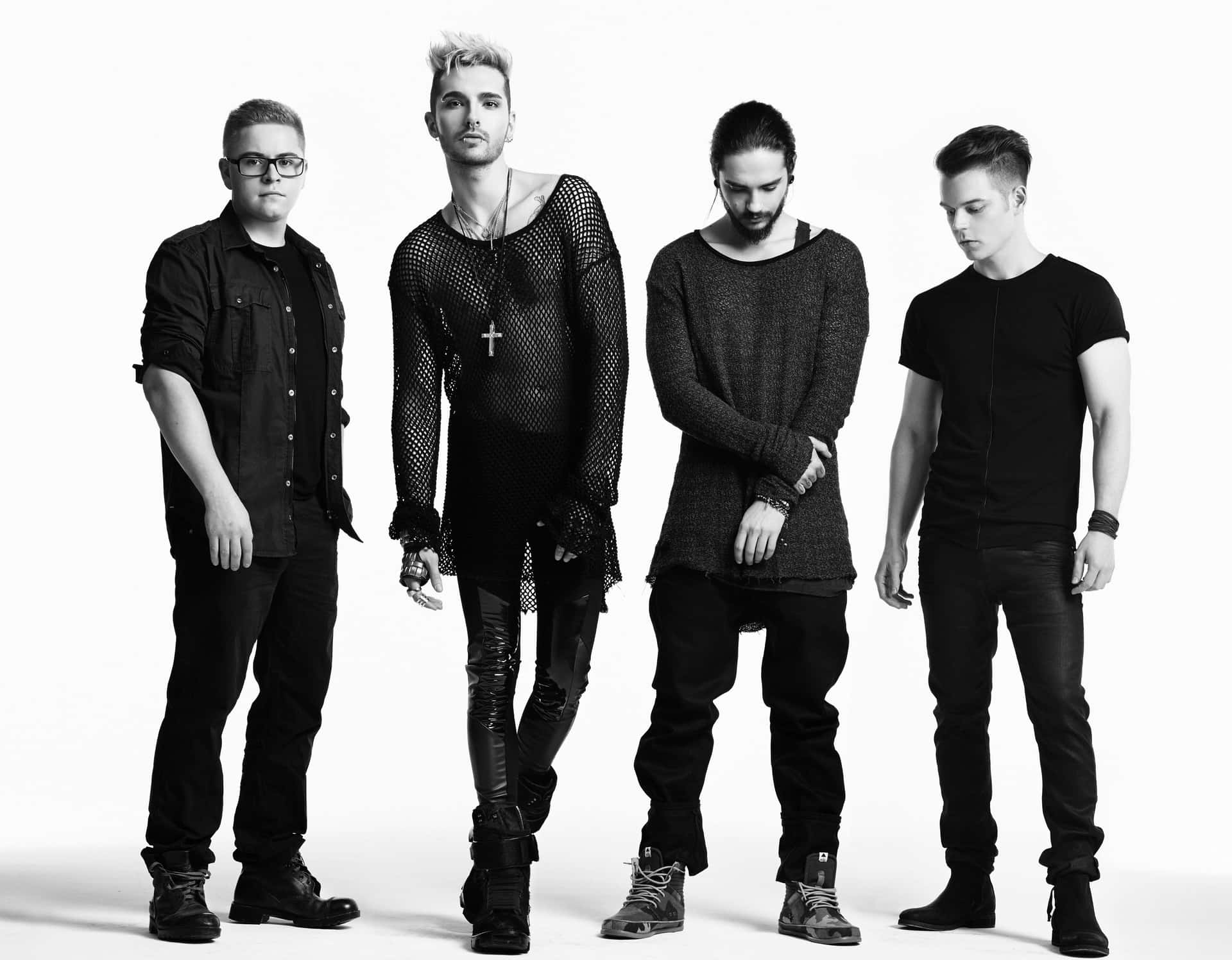 Tokio Hotel Band Blackand White Portrait Background