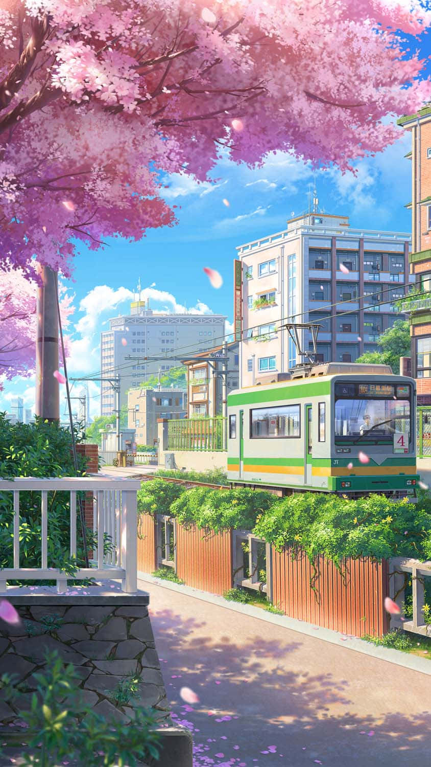 Tokyo Anime City With Cherry Blossom Tree