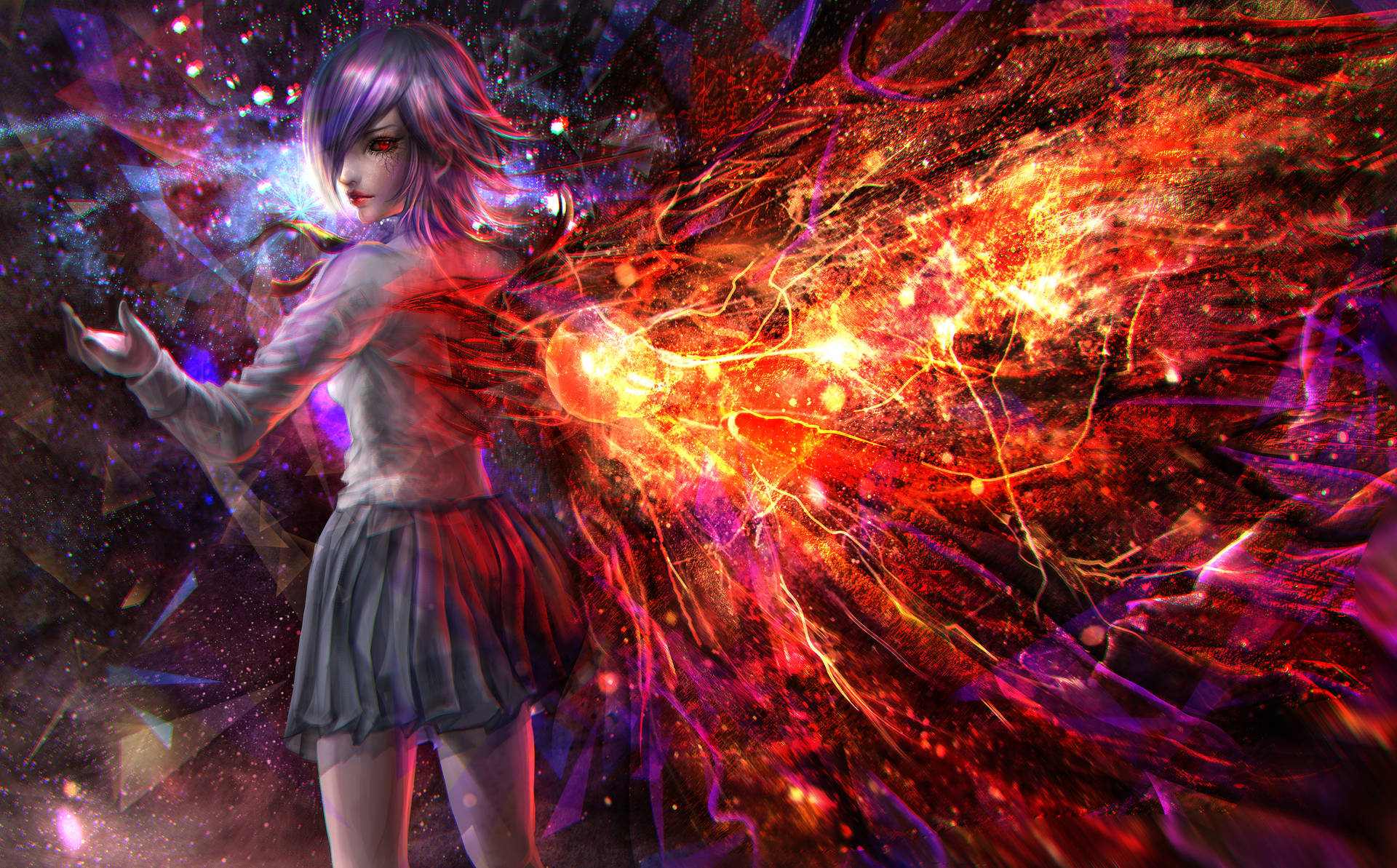 Tokyo Ghoul Aesthetic With Touka Looking Back Background