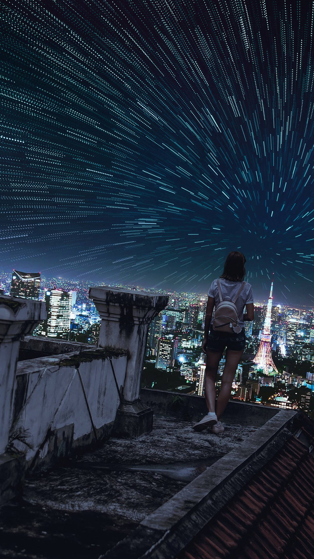 Tokyo Japan Girl On The Rooftop