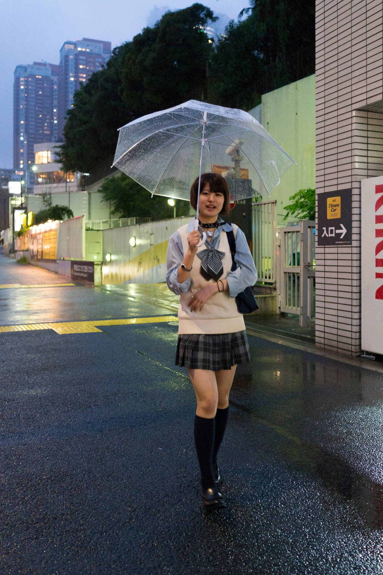 Tokyo Japan Girl Walking With Umbrella Background