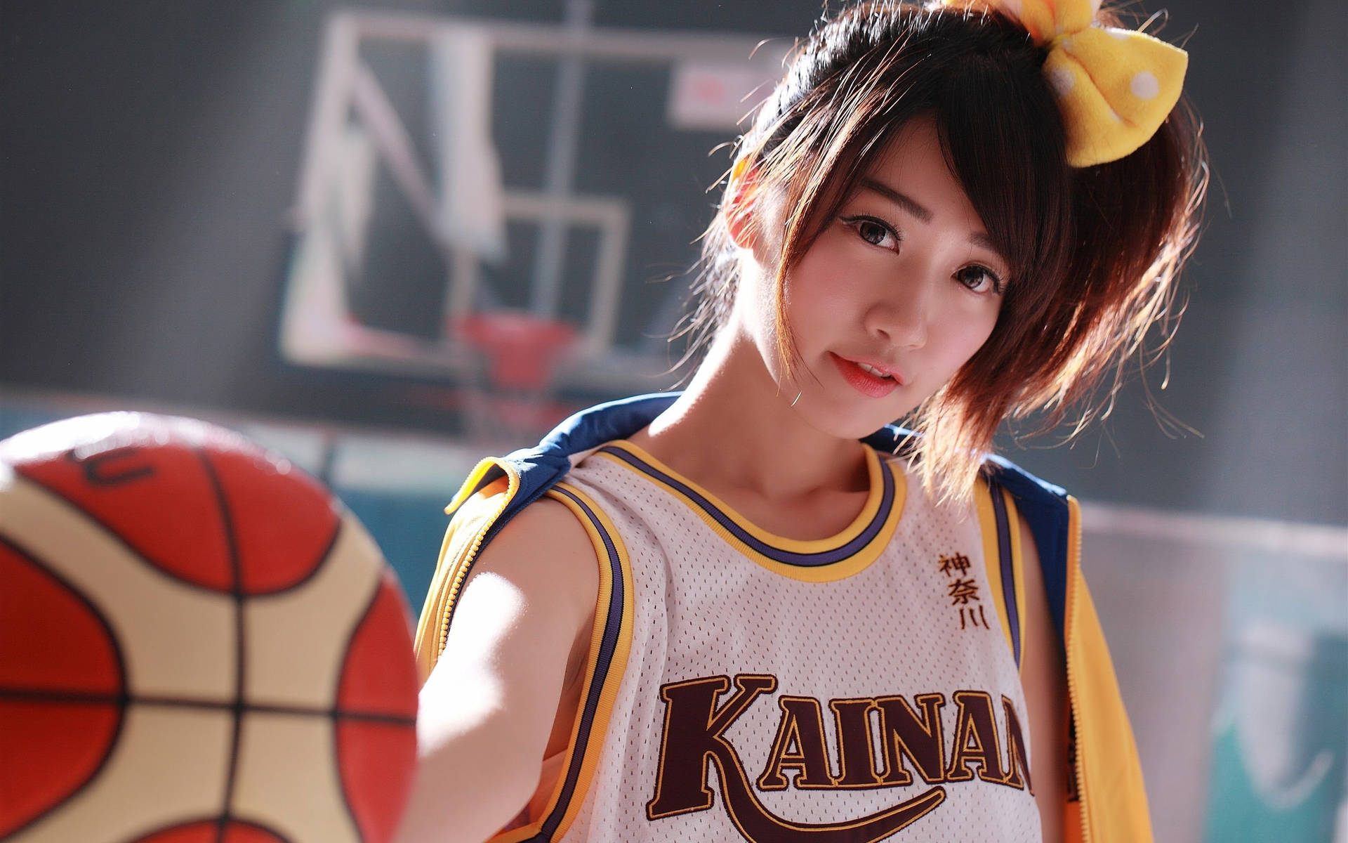 Tokyo Japan Girl With Basketball Background