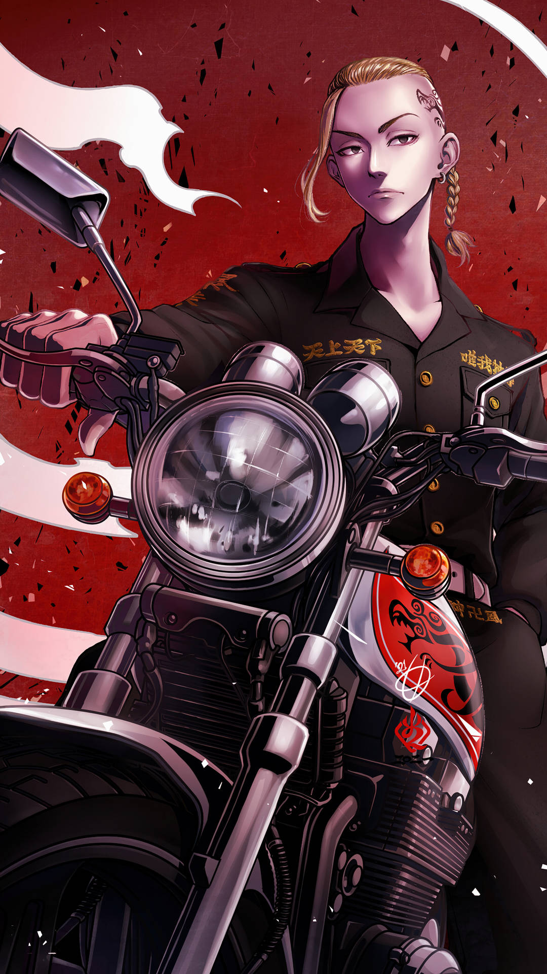 Tokyo Revengers Draken On Motorbike Background