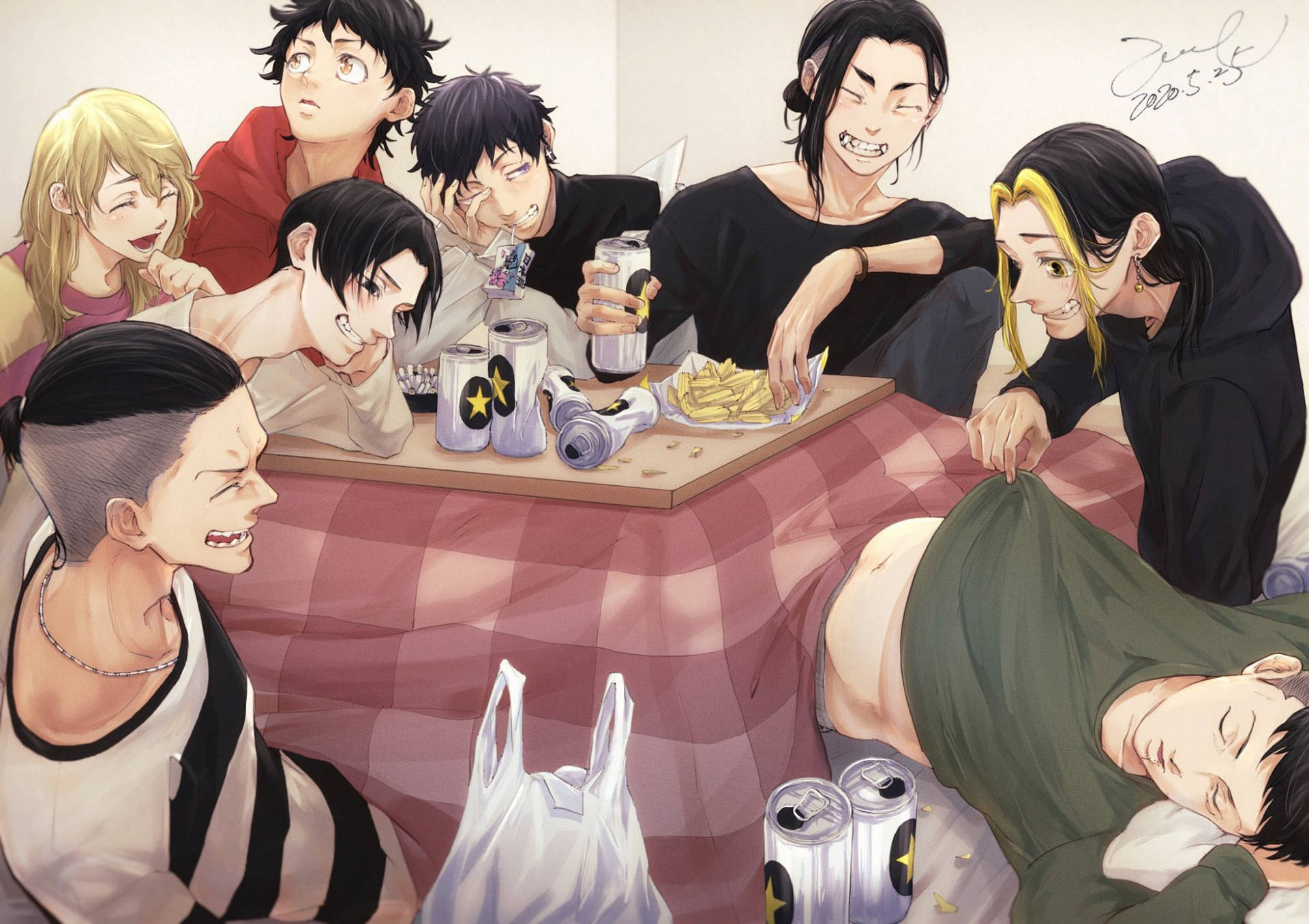 Tokyo Revengers Manga Characters Having A Drink Background