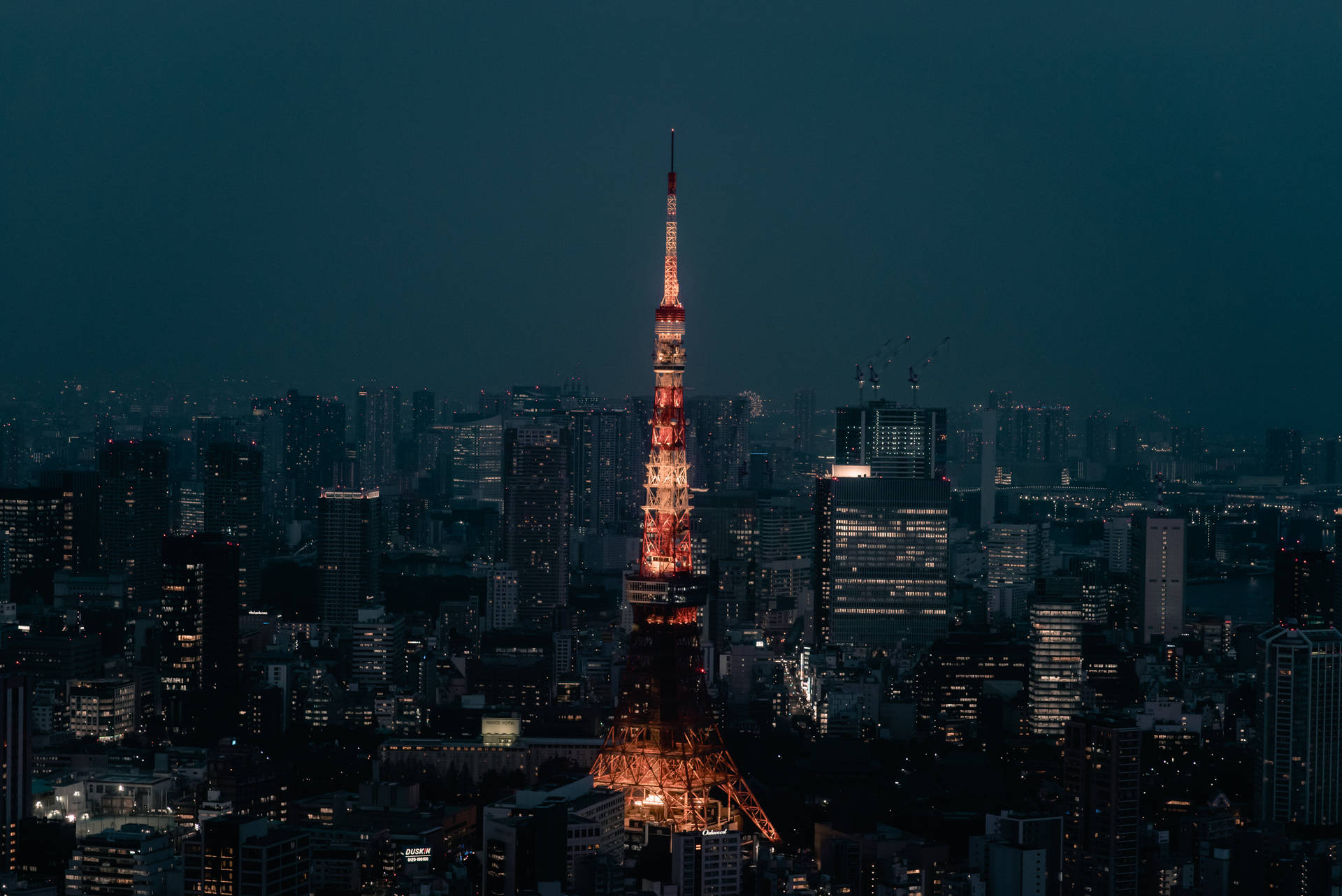 Tokyo Tower Against Dark Sky