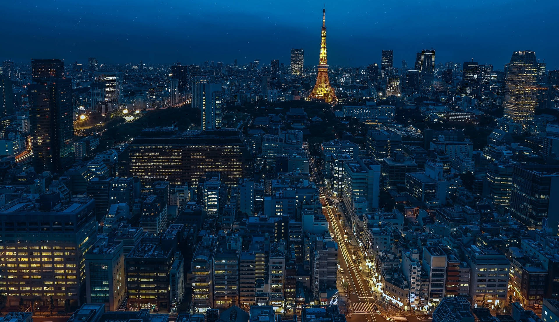 Tokyo Tower Cityscape At Night Background