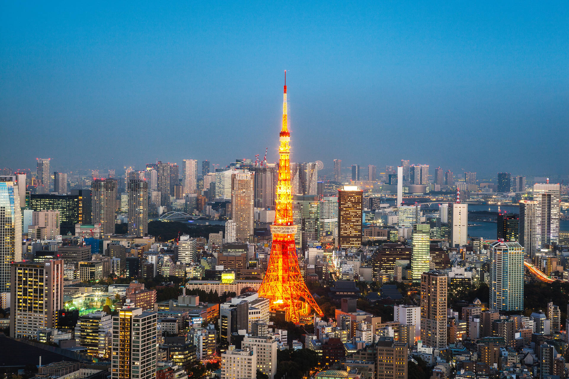 Tokyo Tower Middle Of City Background