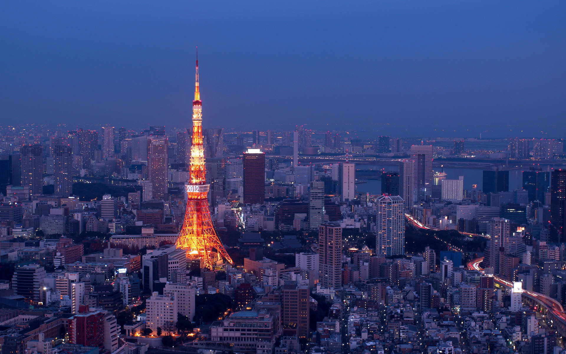 Tokyo Tower Neighboring Districts At Night