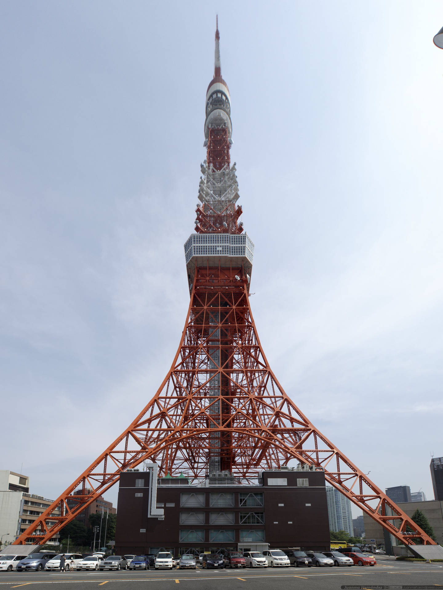 Tokyo Tower With Parked Cars Background