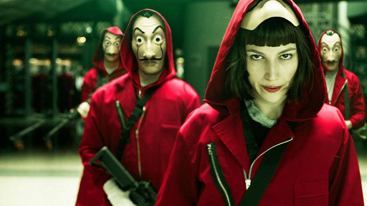 Tokyo Wearing Money Heist Mask Background