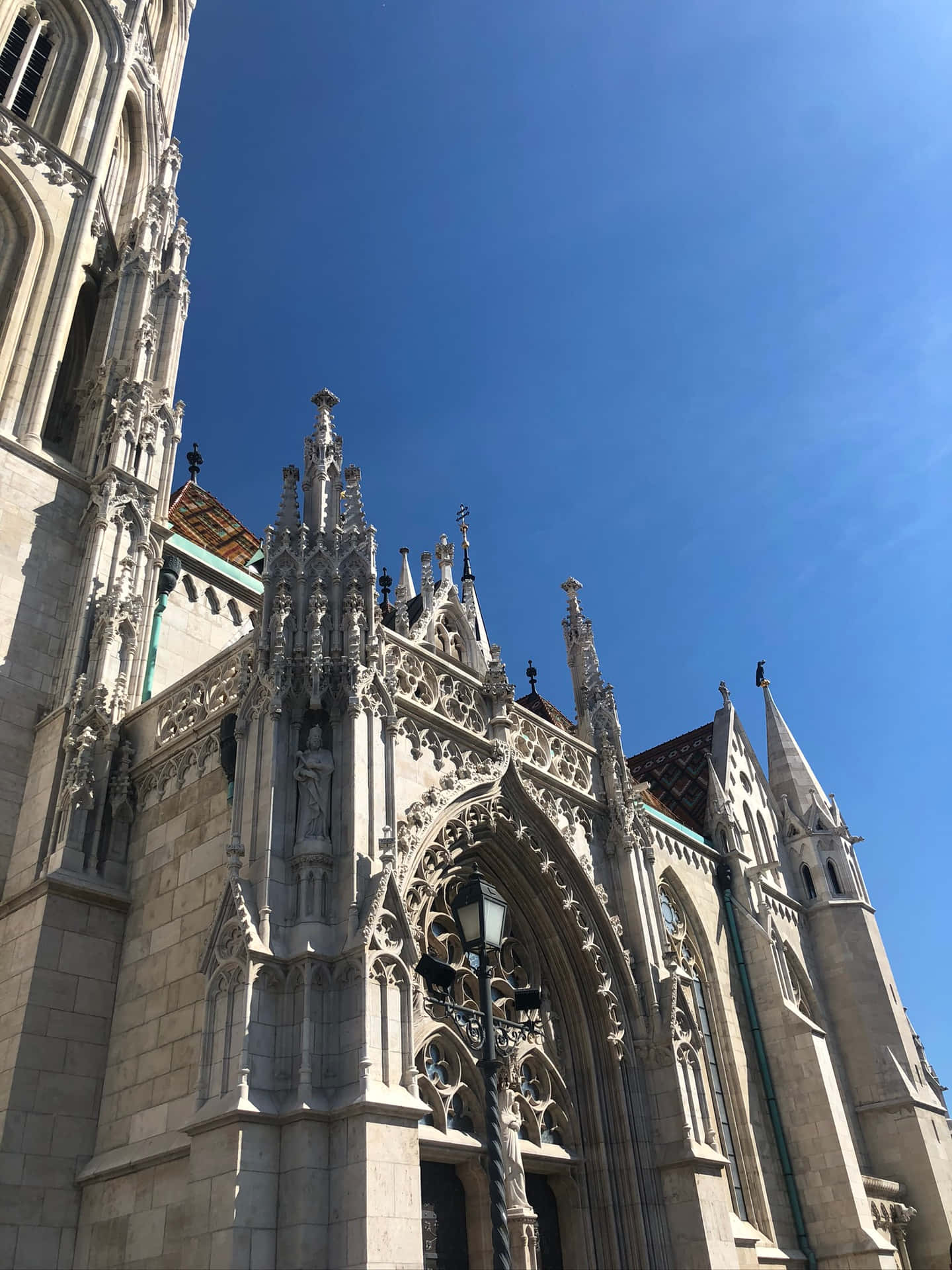 Toledo Cathedral Beneath Blue Sky Background