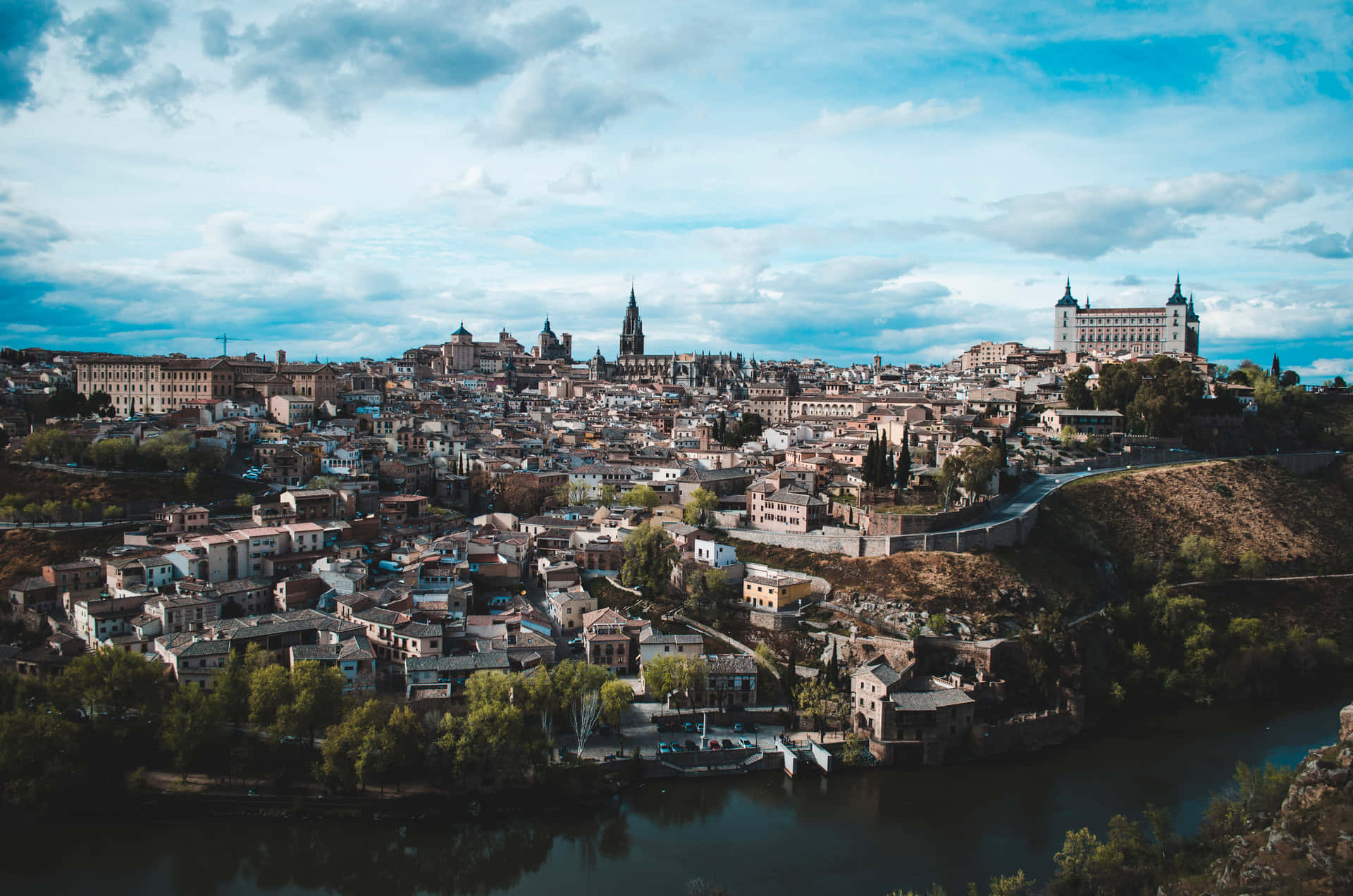 Toledo Cathedral Morning Blue Aesthetic Background