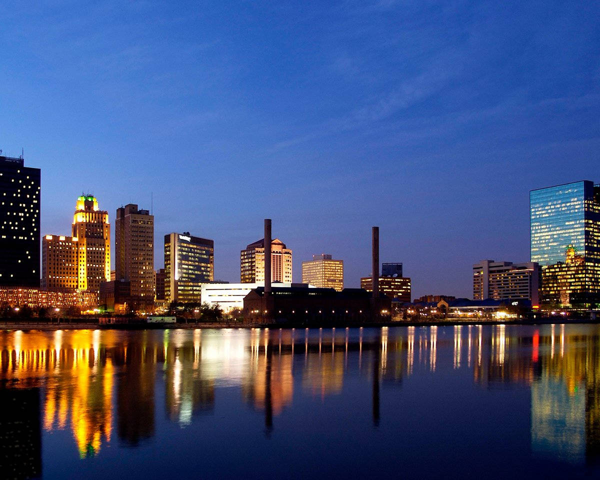 Toledo Ohio At Night Square Photo