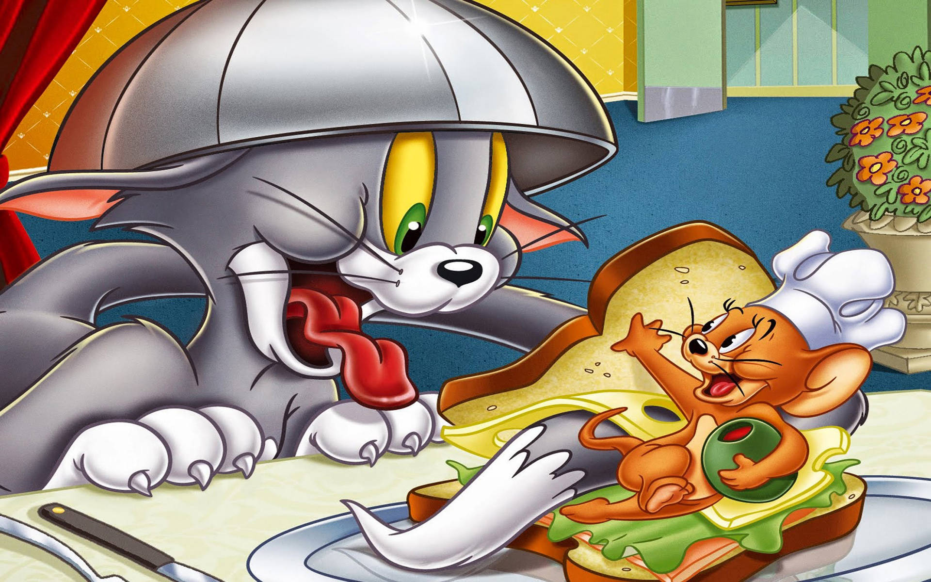 Tom And Jerry 4k Sandwich Meal Background