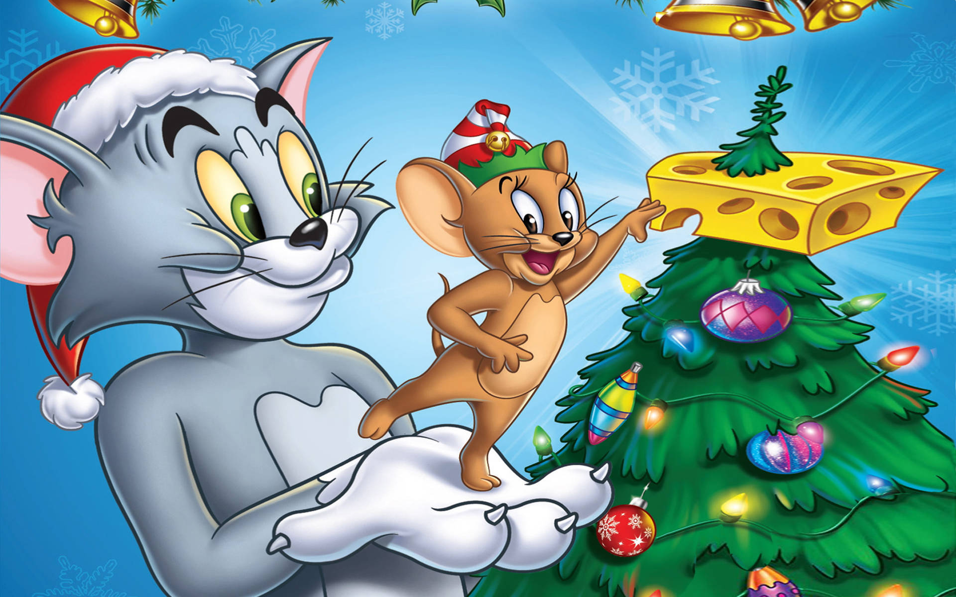 Tom And Jerry Cute Christmas Background