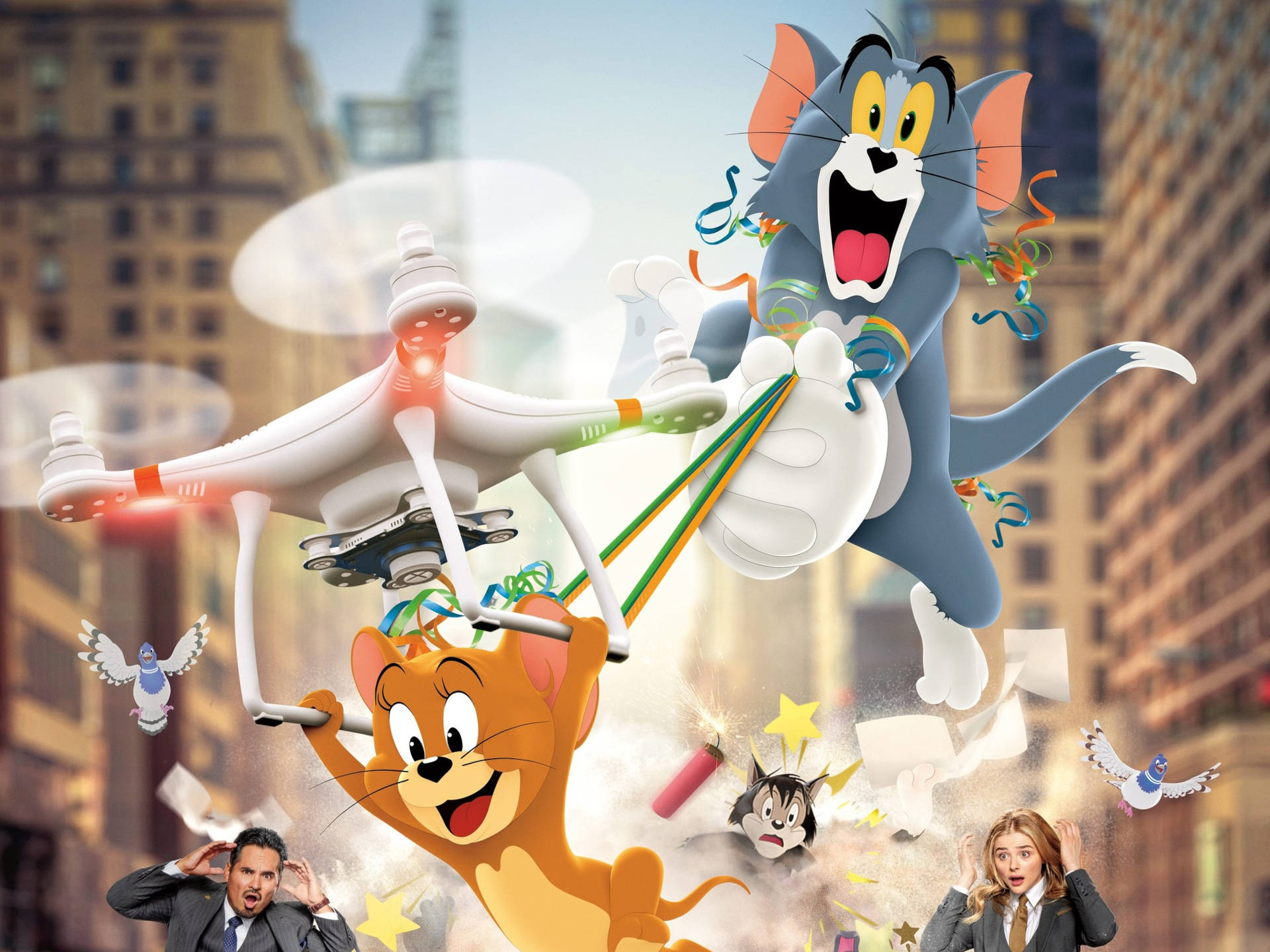 Tom And Jerry Cute Flying Background