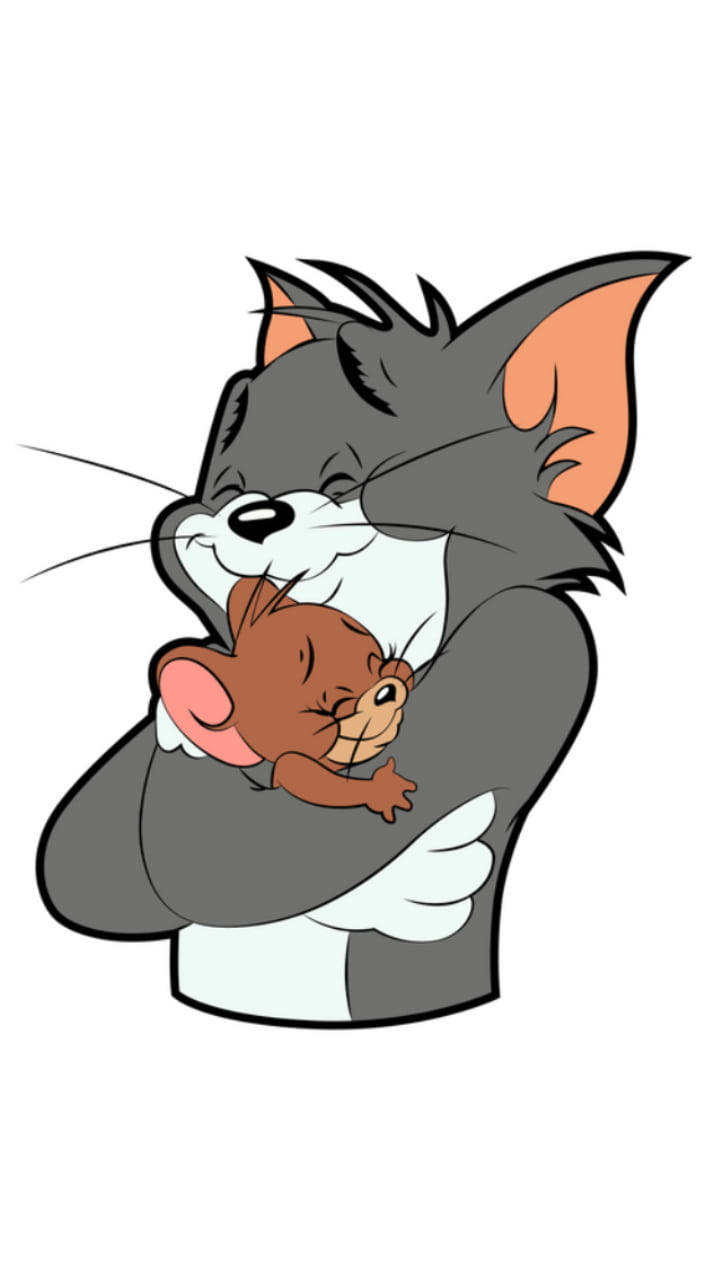 Tom And Jerry Cute Hugging Background