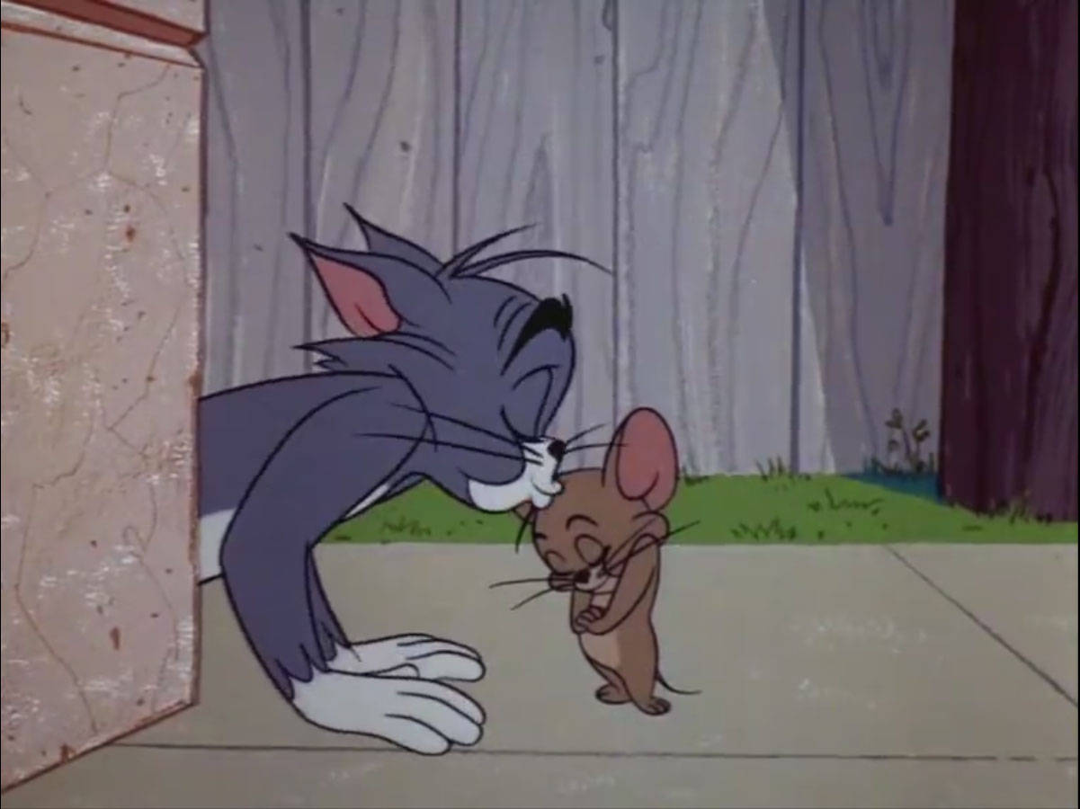 Tom And Jerry Cute Peck Background