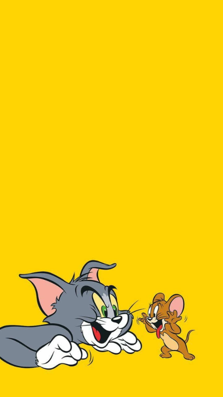 Tom And Jerry Cute Yellow Background