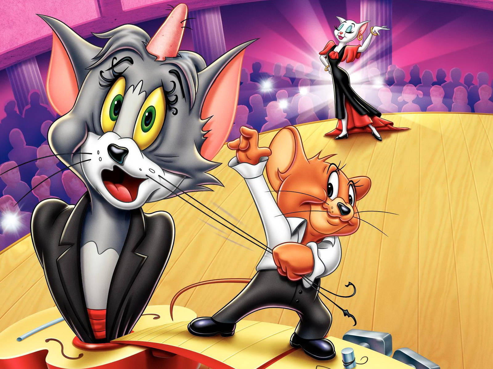 Tom And Jerry Iphone On Stage Background