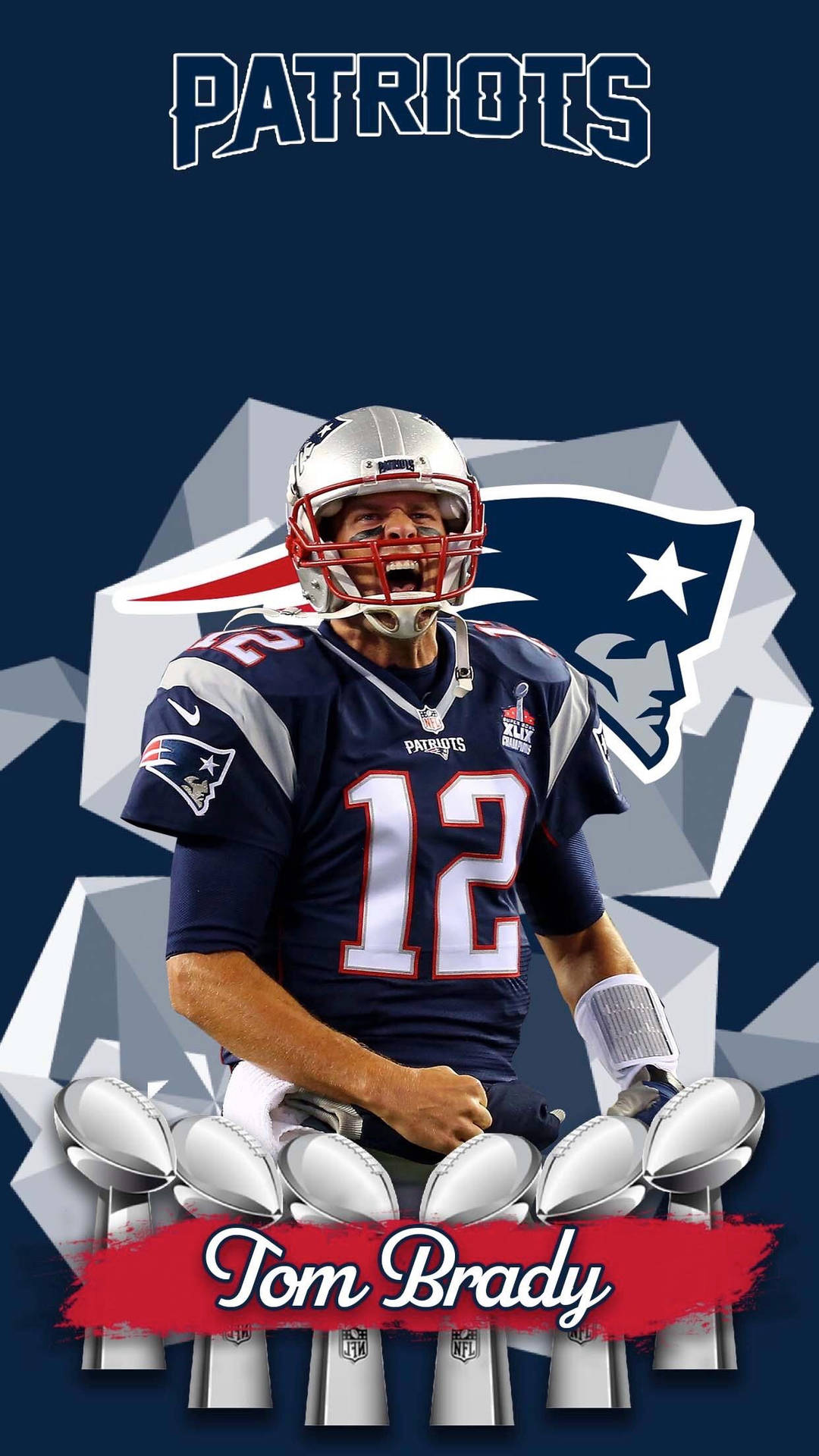 Tom Brady Dark Blue Patriots Jersey Background