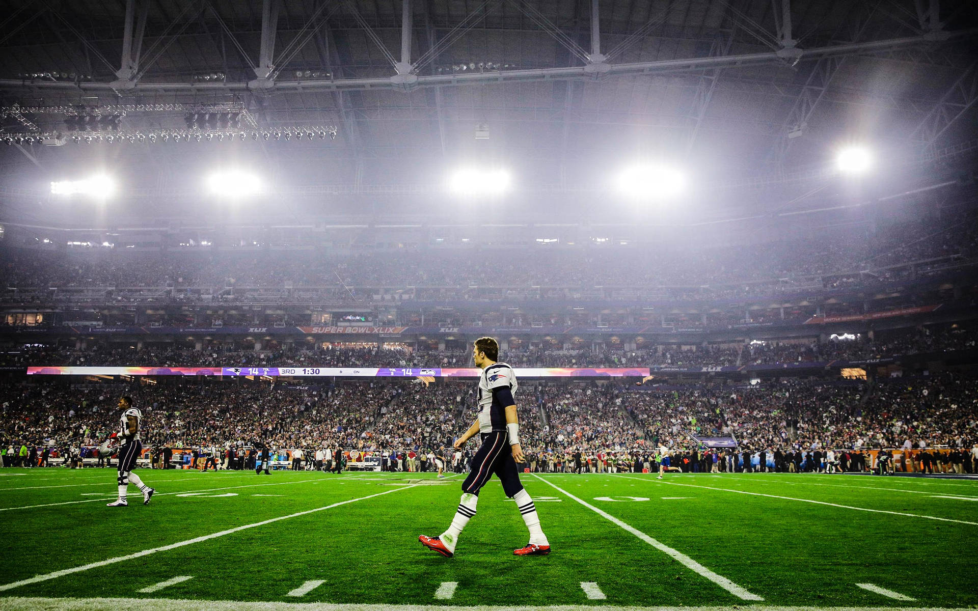 Tom Brady In Landscape Patriots Arena Background