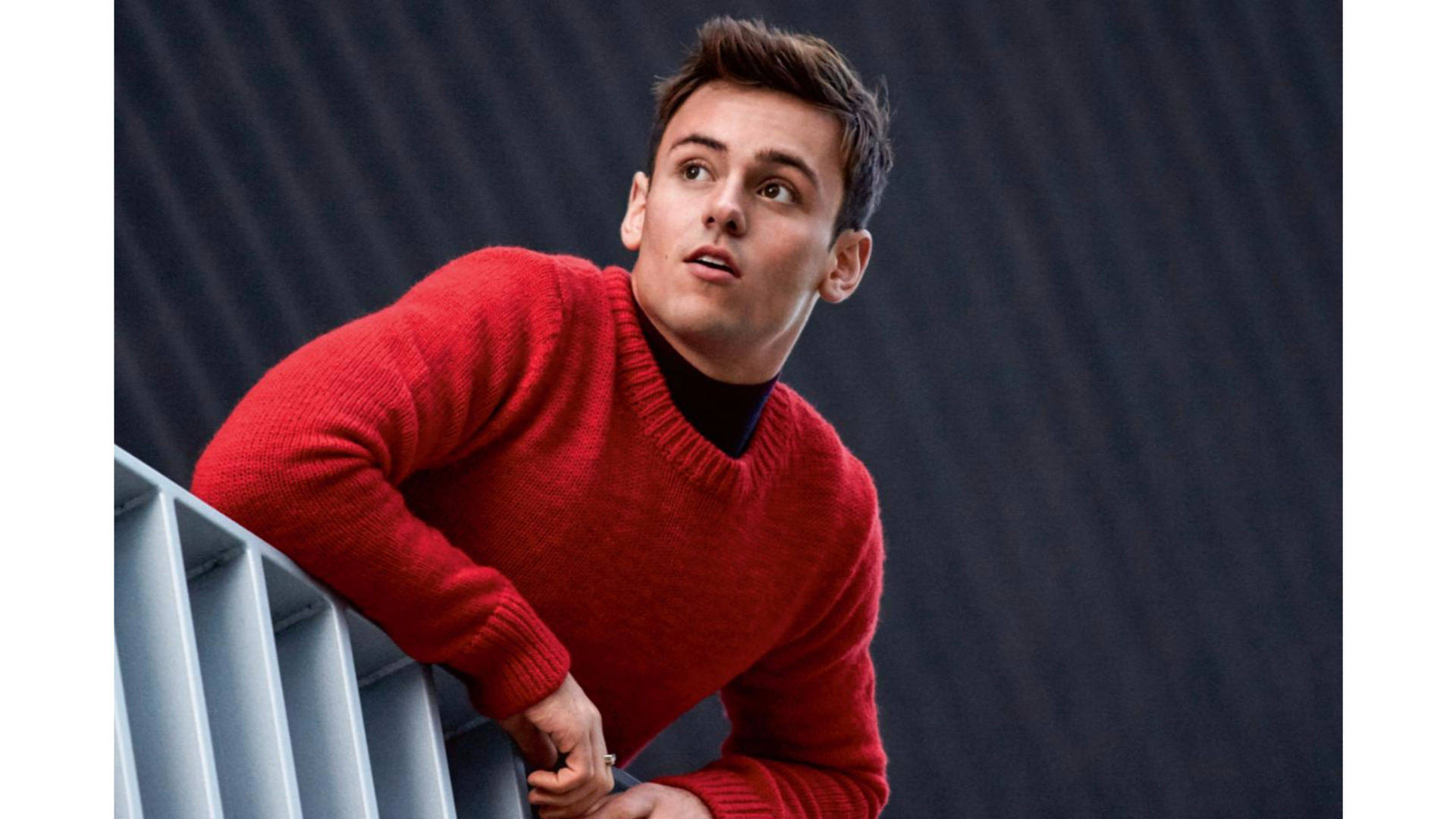 Tom Daley Red Sweater Background