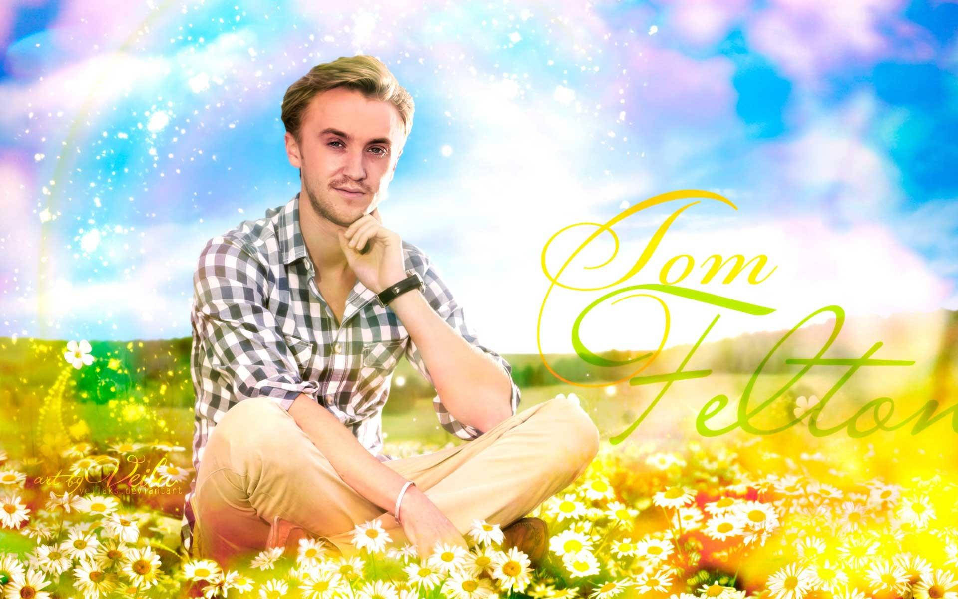 Tom Felton And Flowers Hd Background