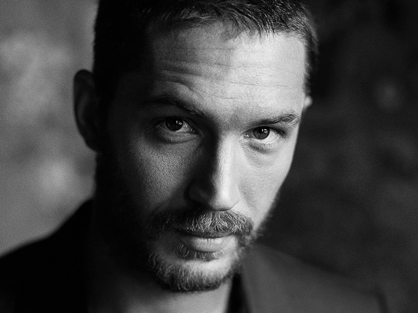 Tom Hardy's Face In Monochrome Background