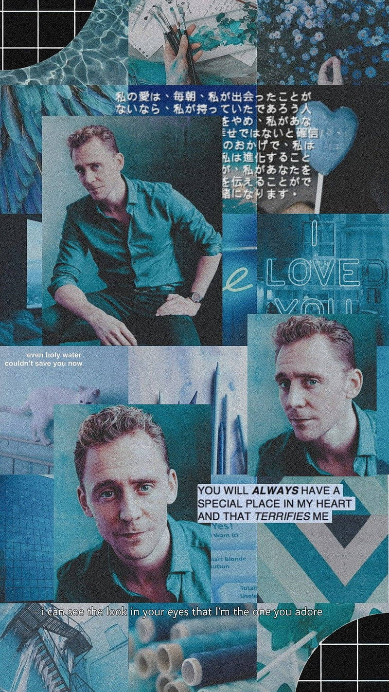 Tom Hiddleston Blue Aesthetic Collage Background