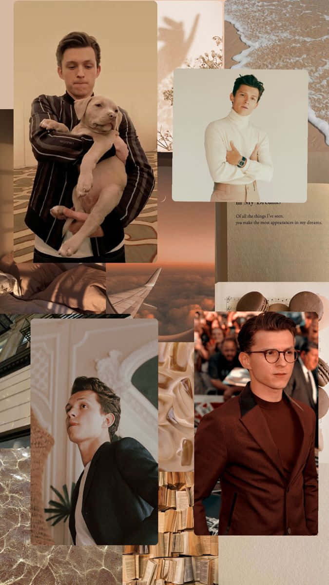 Tom Holland Aesthetic Collage Background