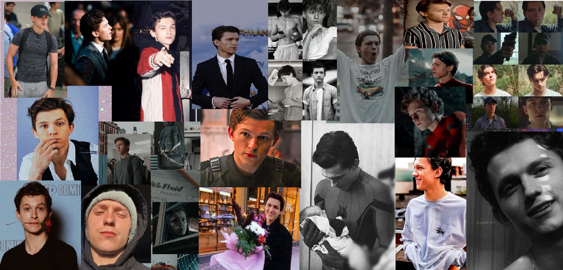 Tom Holland Aesthetic Collage Picture Background