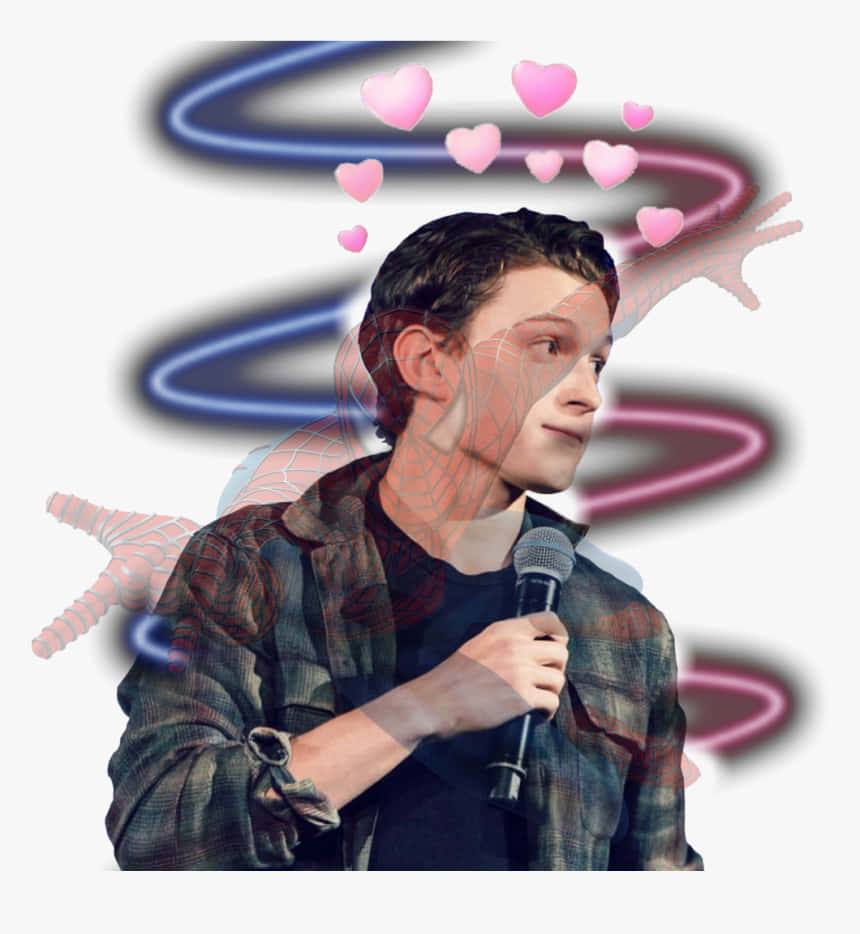 Tom Holland Aesthetic Pink And Blue Background