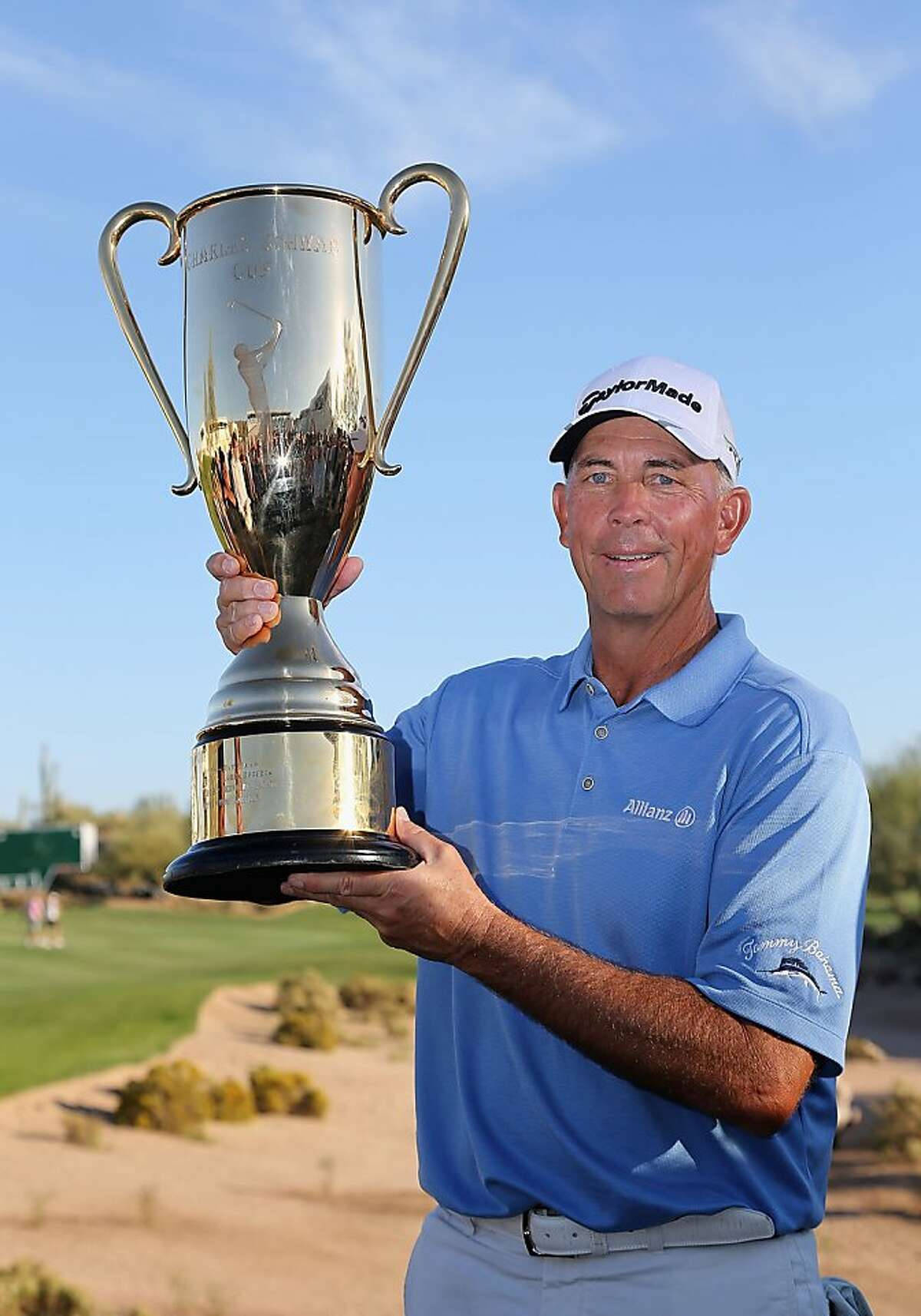 Tom Lehman With A Goblet Trophy Background