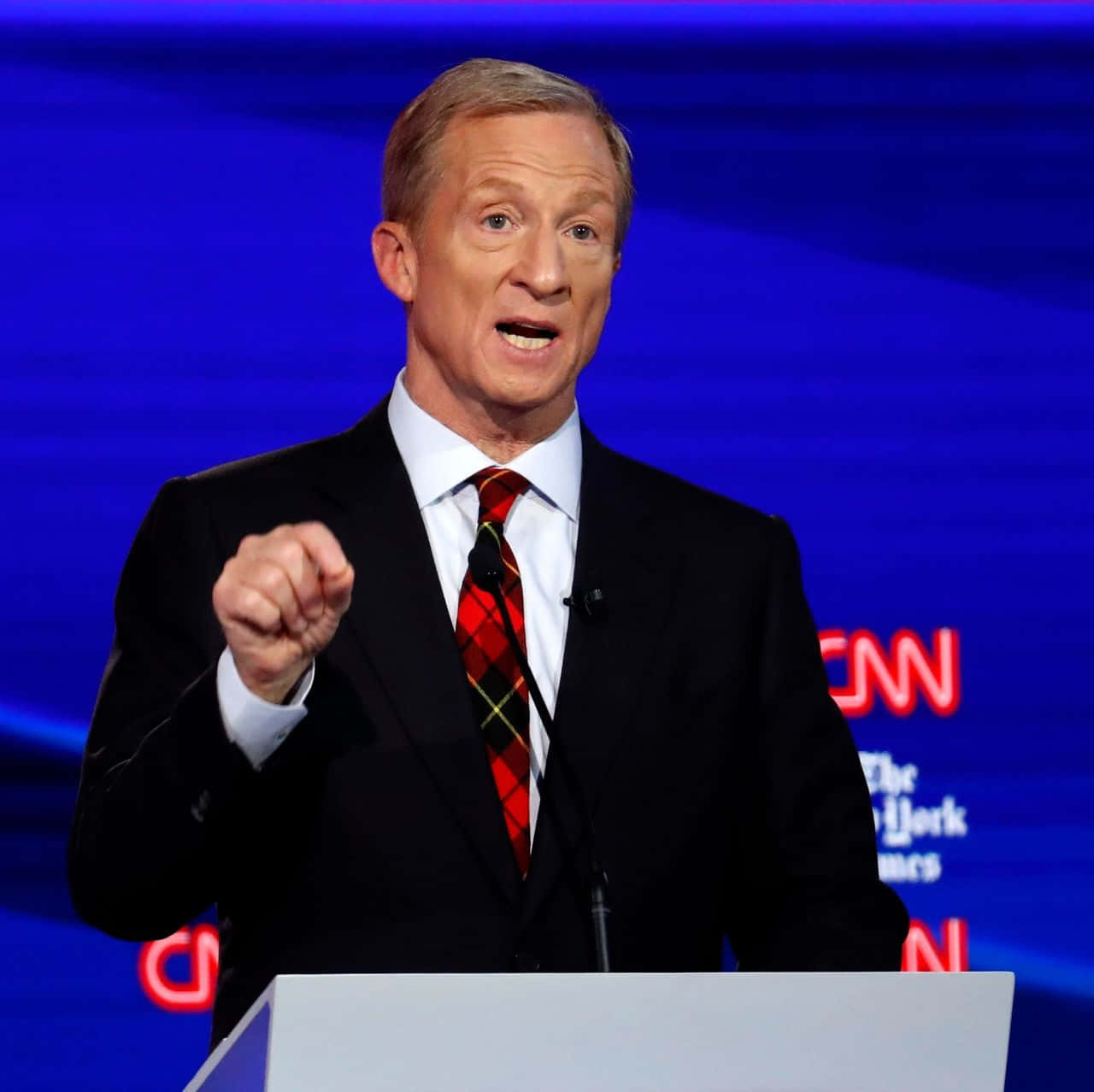 Tom Steyer Wearing A Tartan Tie