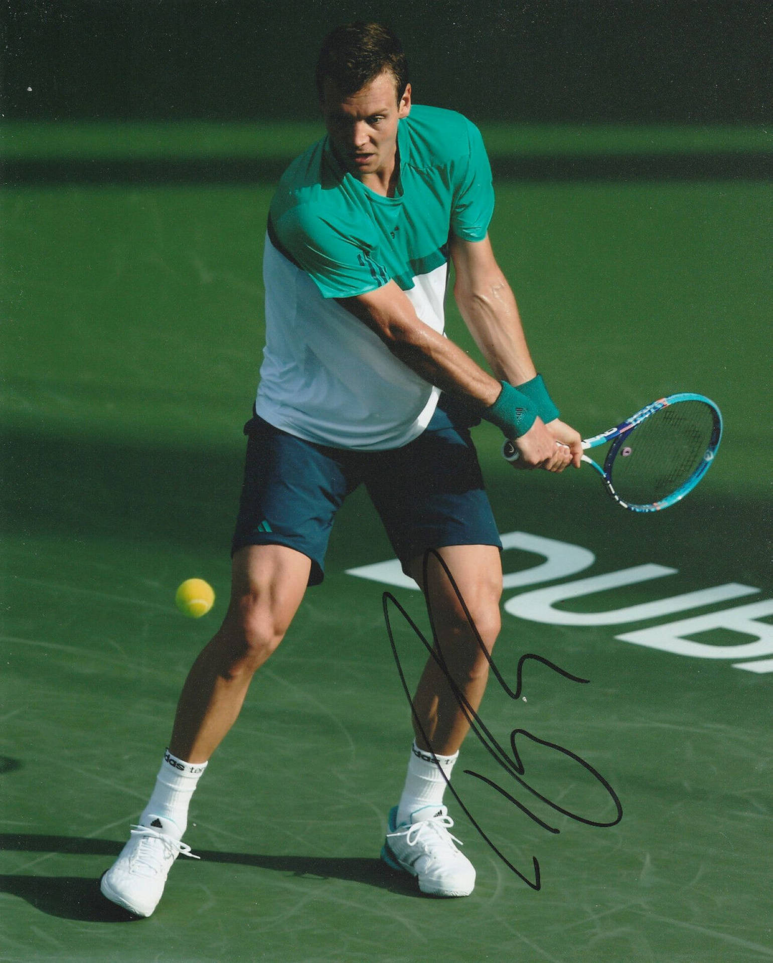 Tomas Berdych In Action On The Tennis Court Background