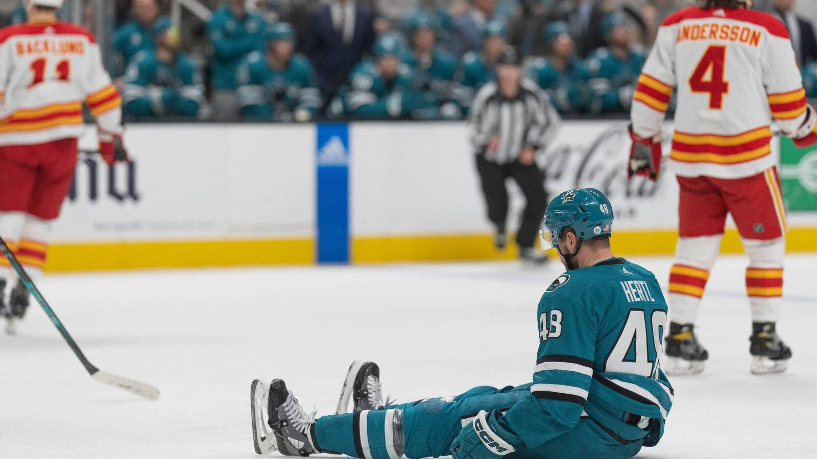 Tomas Hertl Sitting On The Rink