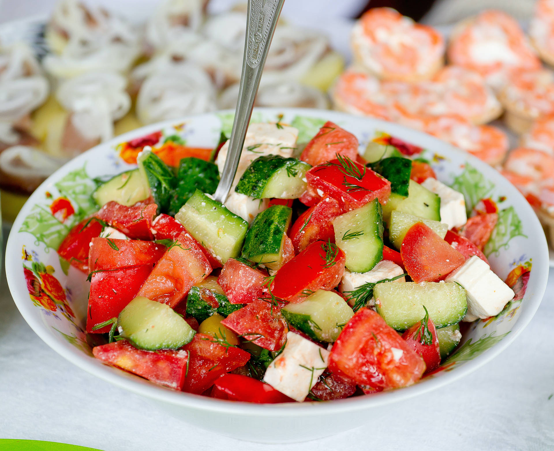 Tomato And Cucumber Salad Background