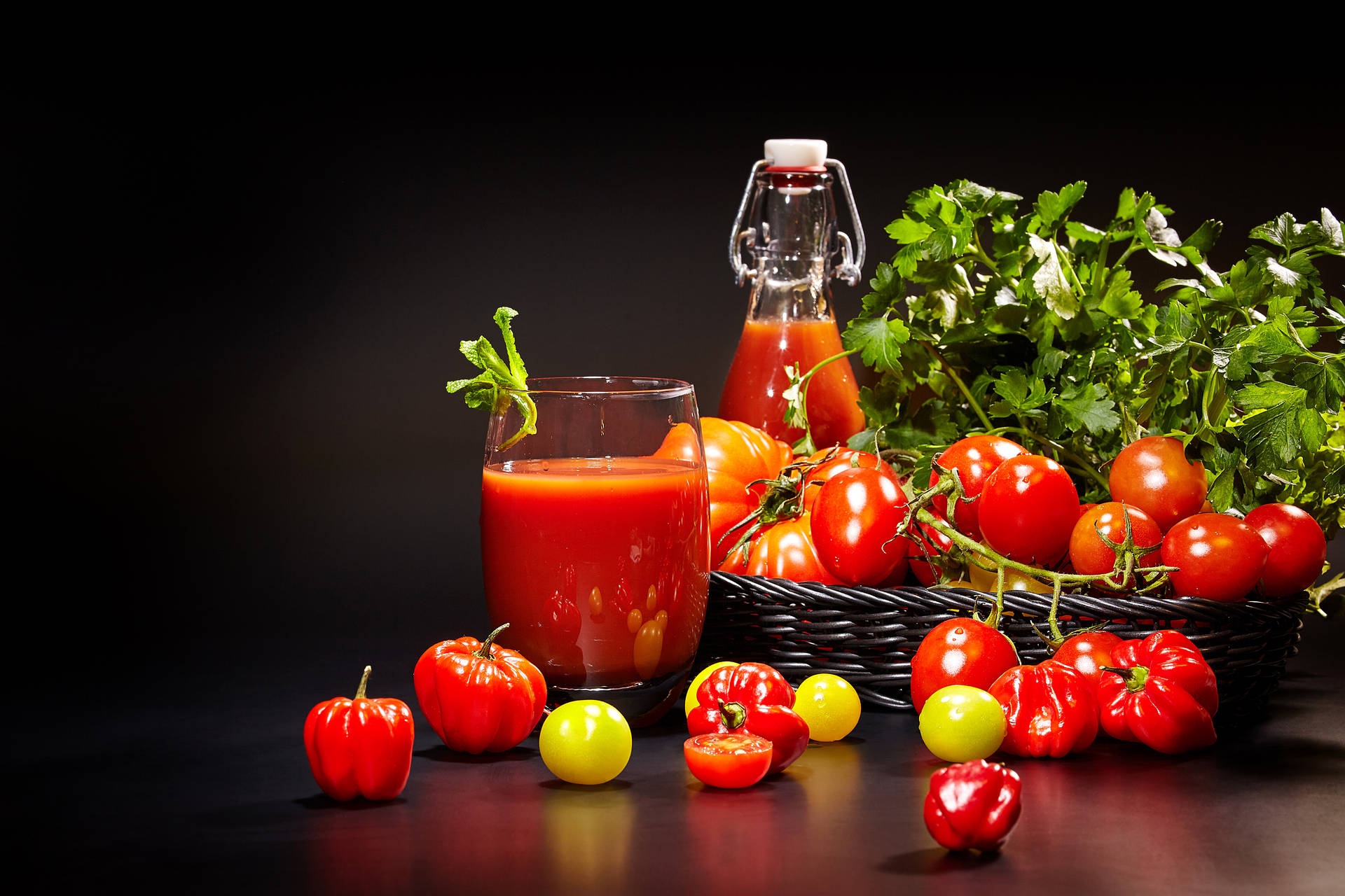 Tomato Juice Pitcher And Fruits