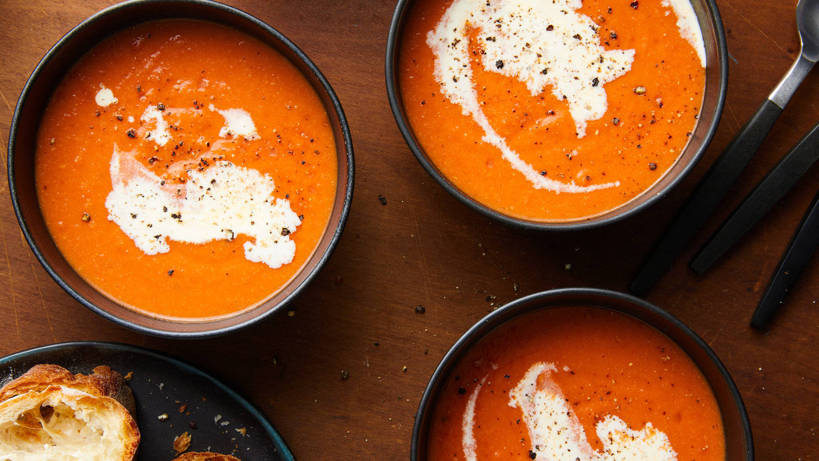 Tomato Soup With Creamy Topping Background