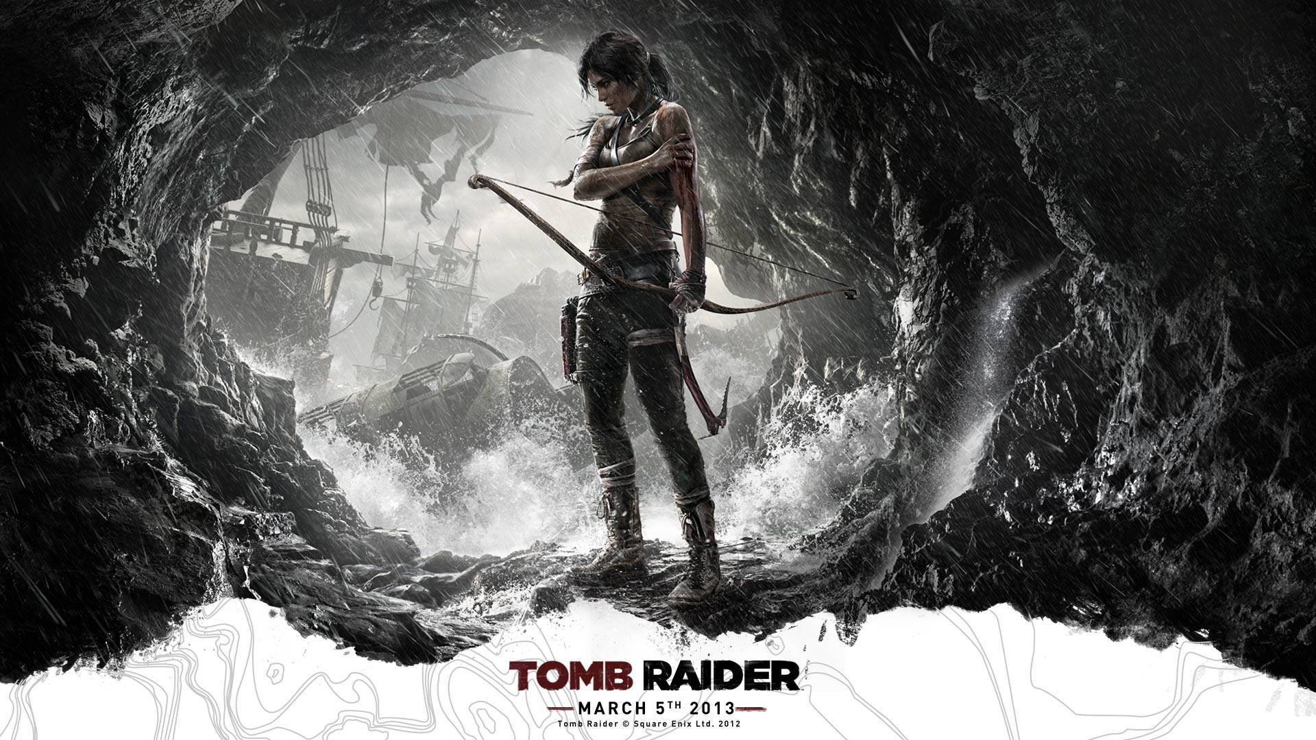 Tomb Raider 9 Lara Croft In Cave With Ship Background