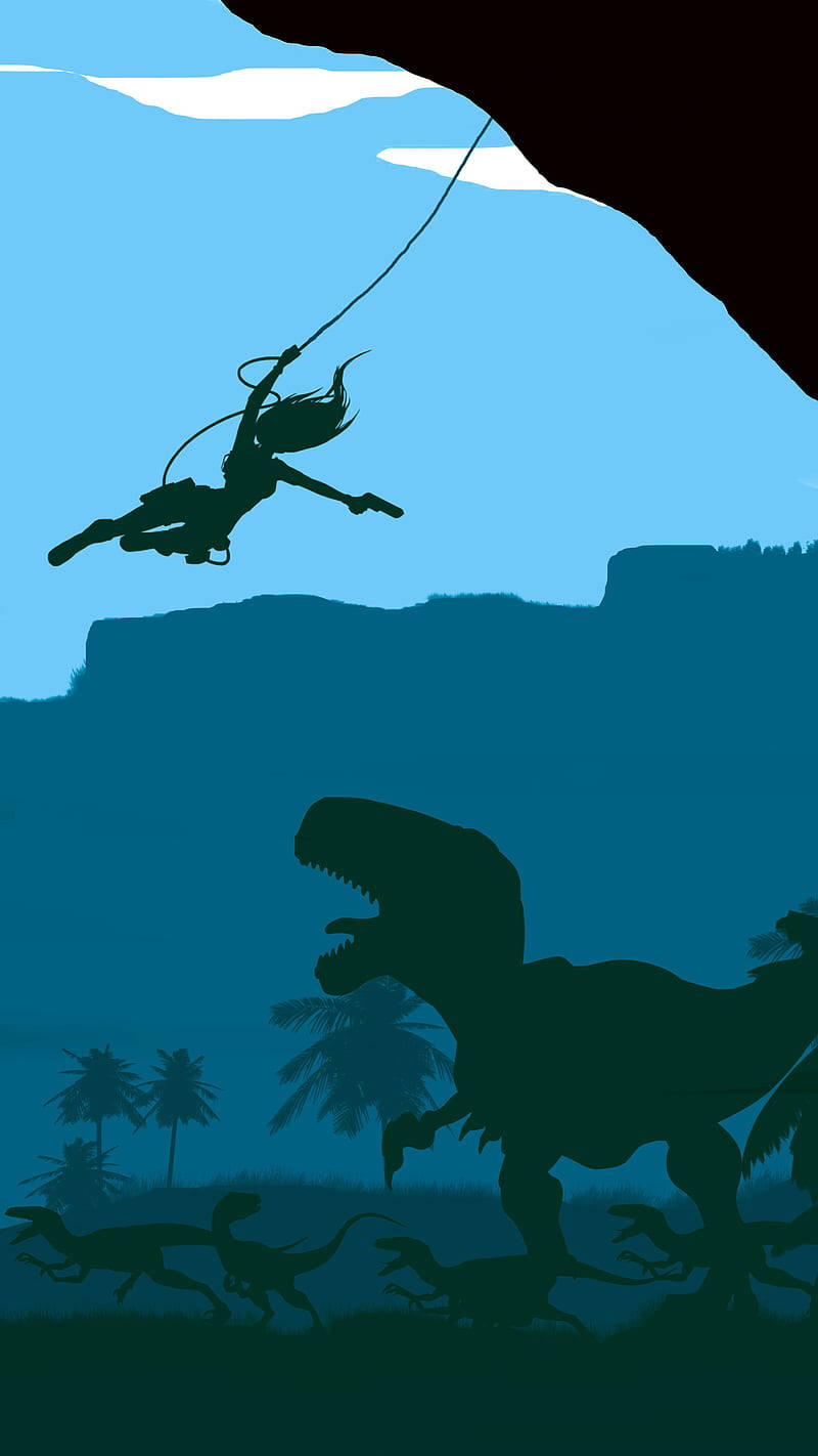 Tomb Raider Against Dinosaur Iphone