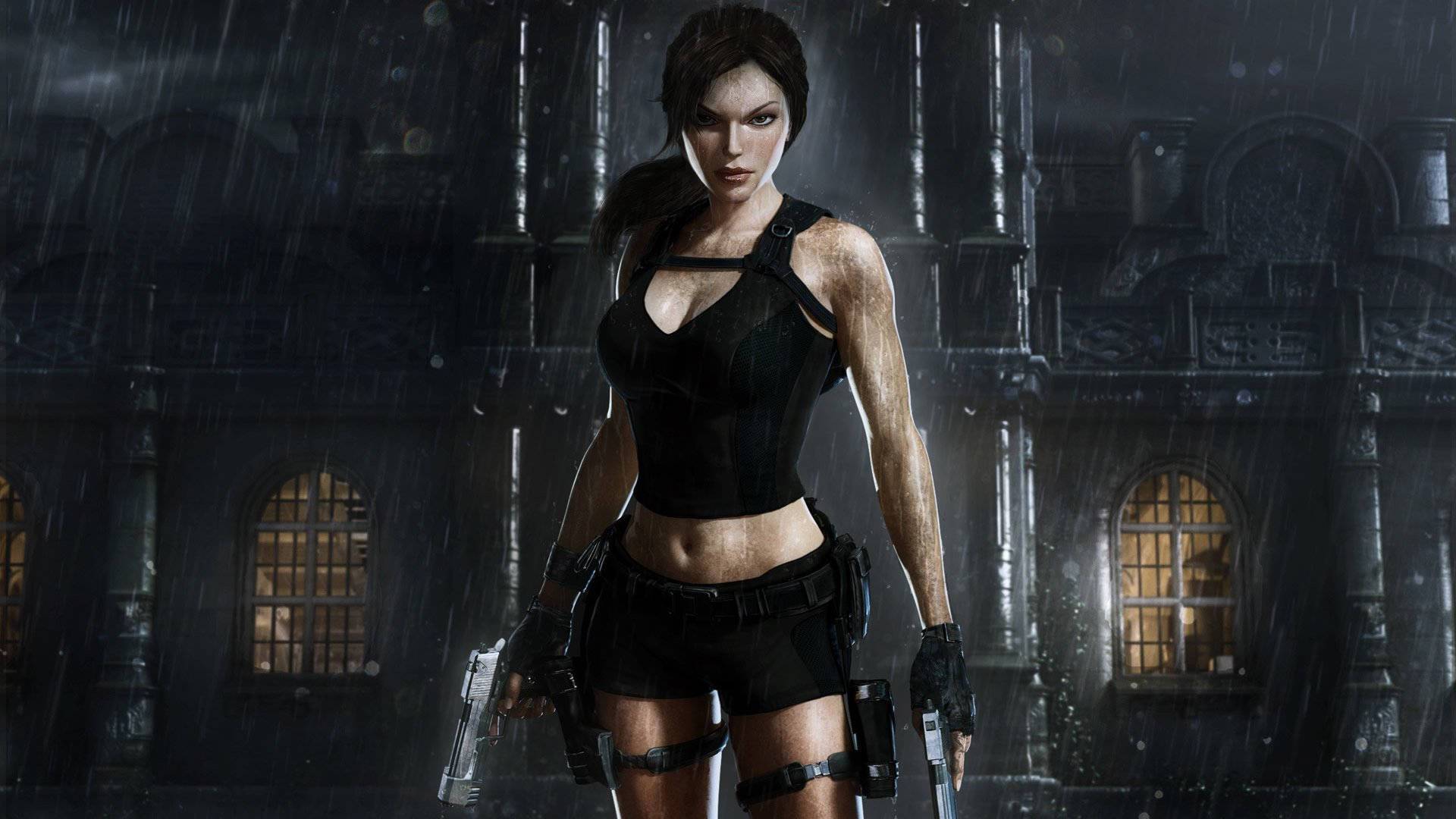 Tomb Raider Game Lara Croft In Black Background