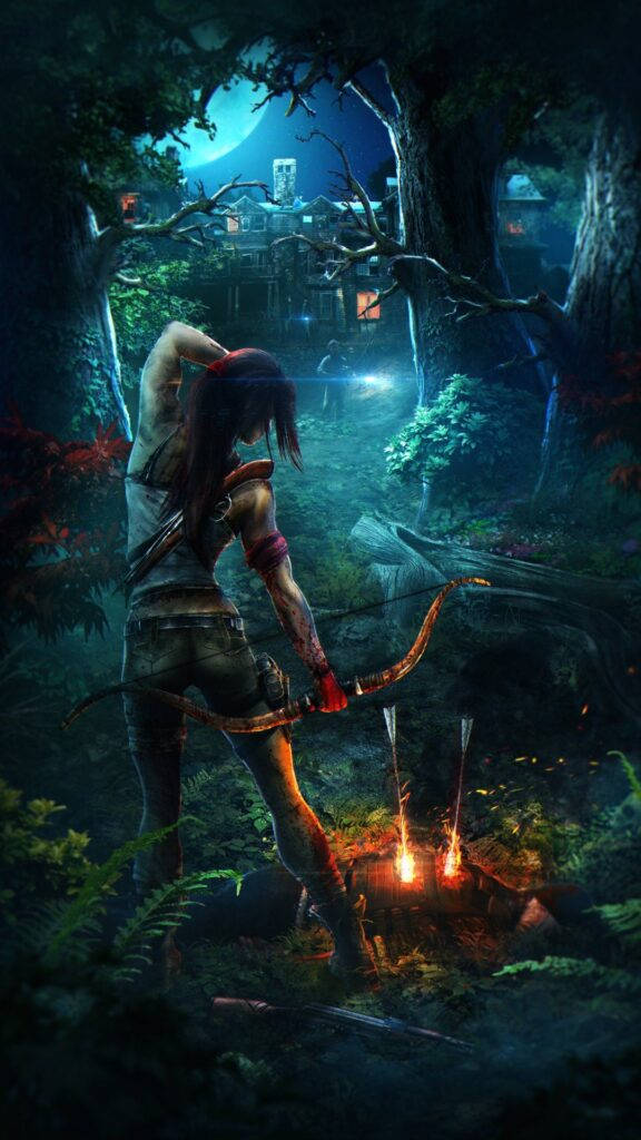 Tomb Raider In Green Forest Iphone Background
