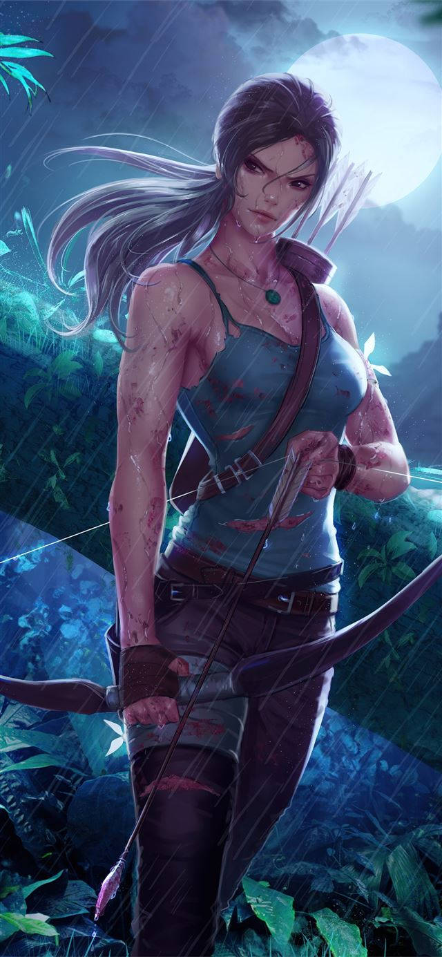 Tomb Raider Lara In Forest Iphone Background