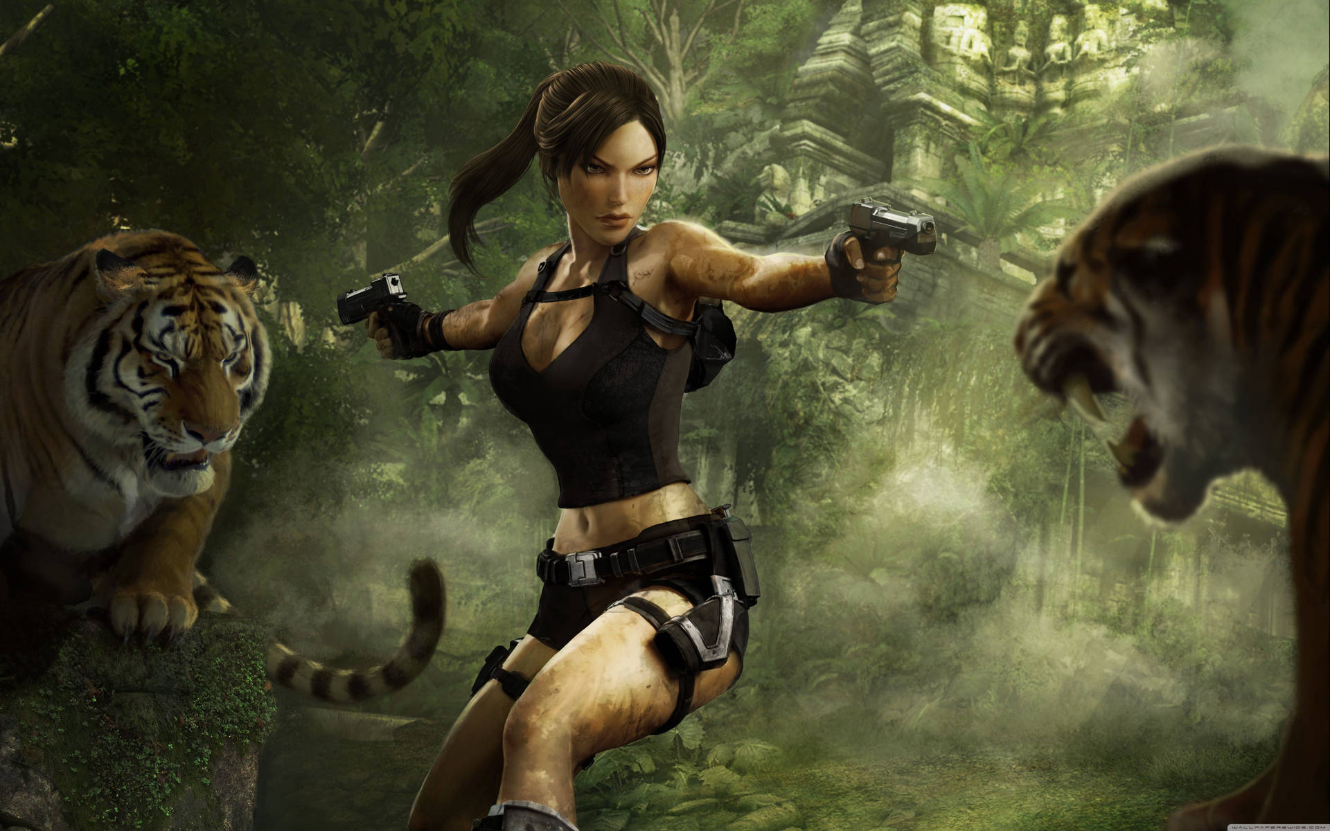 Tomb Raider Underworld Tigers Hd Background